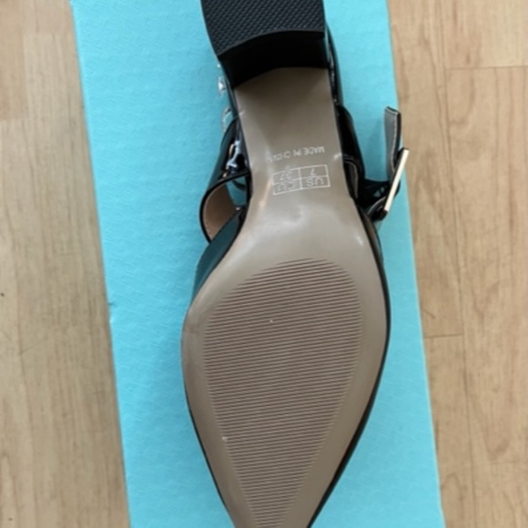 Women's Buckle Patent Solid Pointed Toe Chunky Low Heel Mules --Never Worn! - Picture 7 of 9